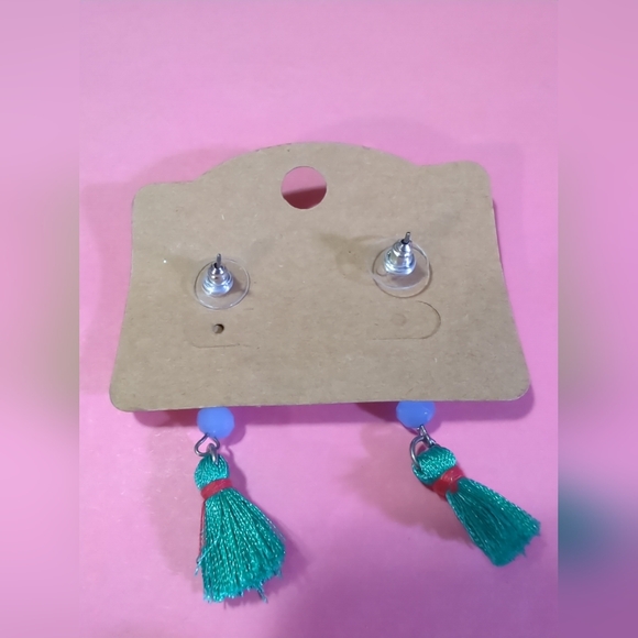 Teal & Purple Tassel Dangle Earrings New With Tag Fashion Jewelry - Picture 4 of 13